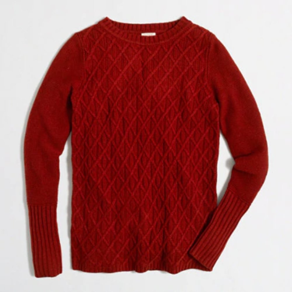 J Crew Factory Cable Knit Tunic Sweater